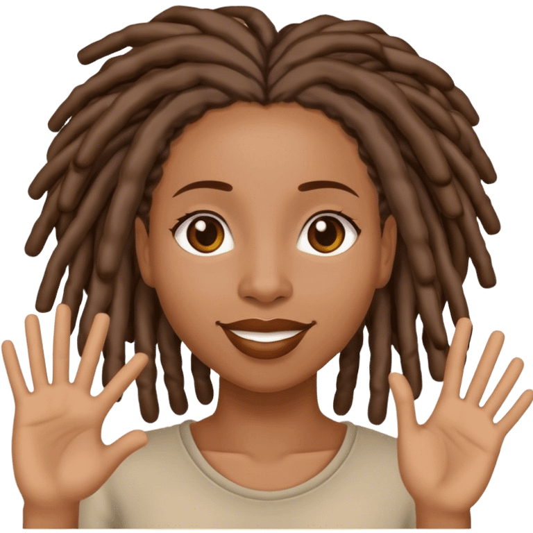 Black woman with locs saying hi emoji