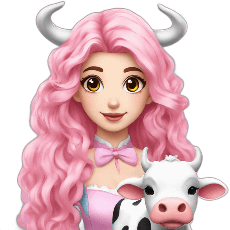 Belle Delphine with cosplay cow emoji