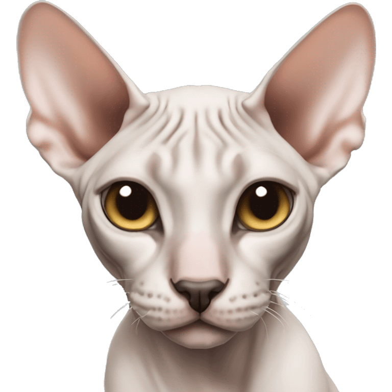 sphynx cat light blue eyes black nose emoji