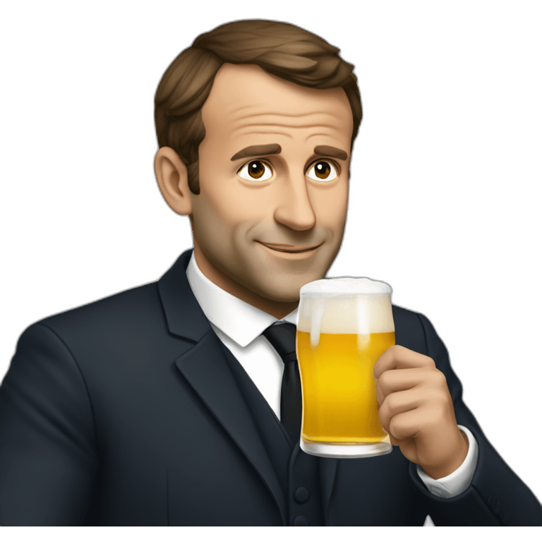 Macron drinking beer emoji