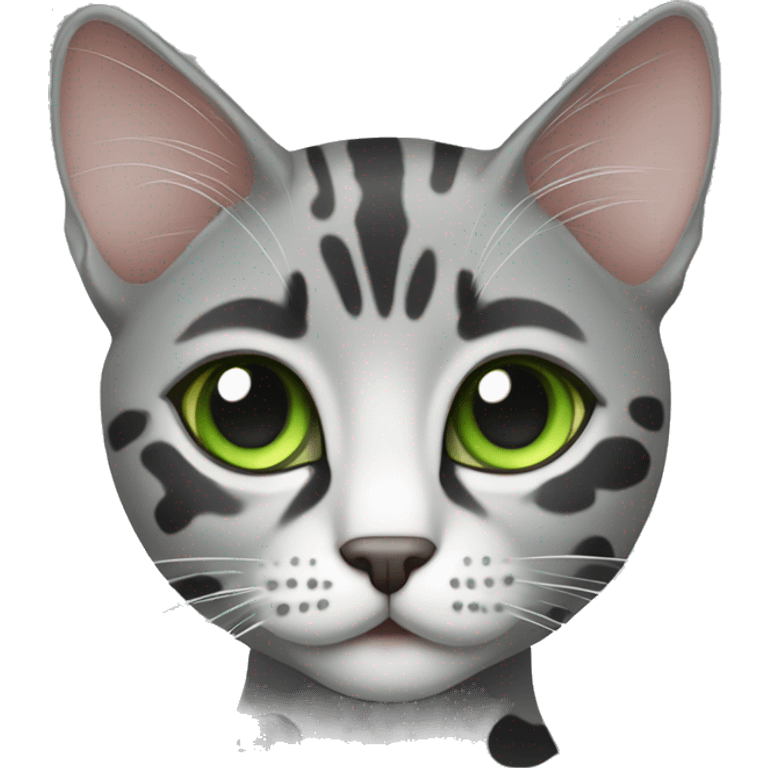 Oriental dots cat , gray colour , green eyes  emoji