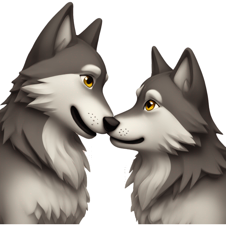 Two wolfs kiss emoji