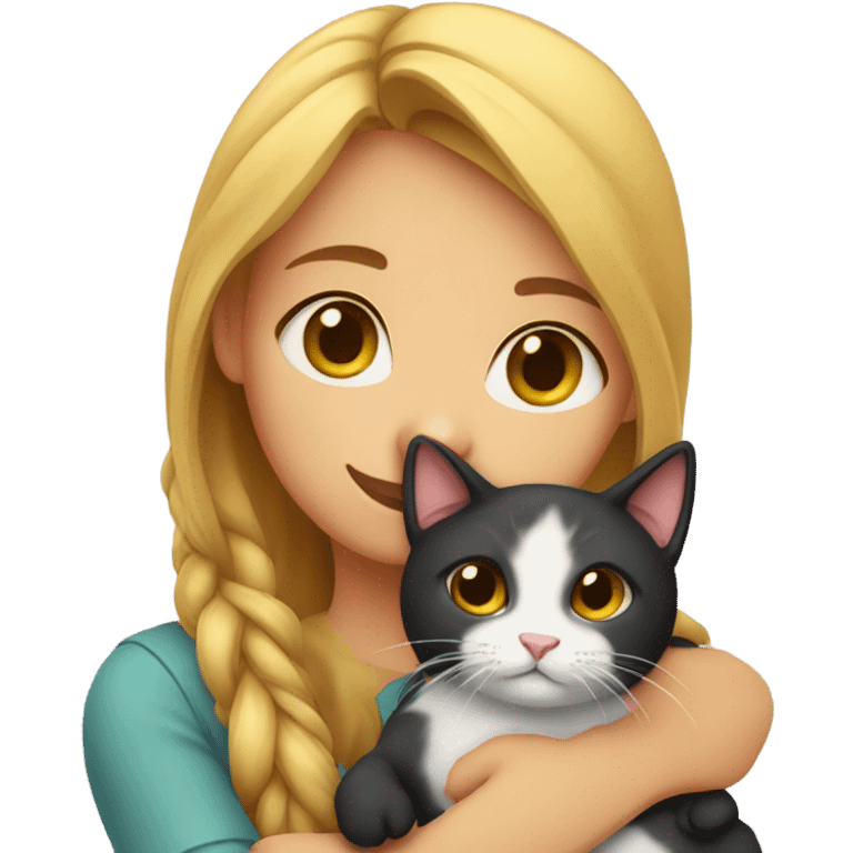 girl hugging cat emoji