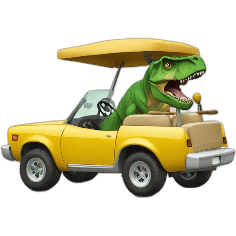 t-rex in a caddie emoji