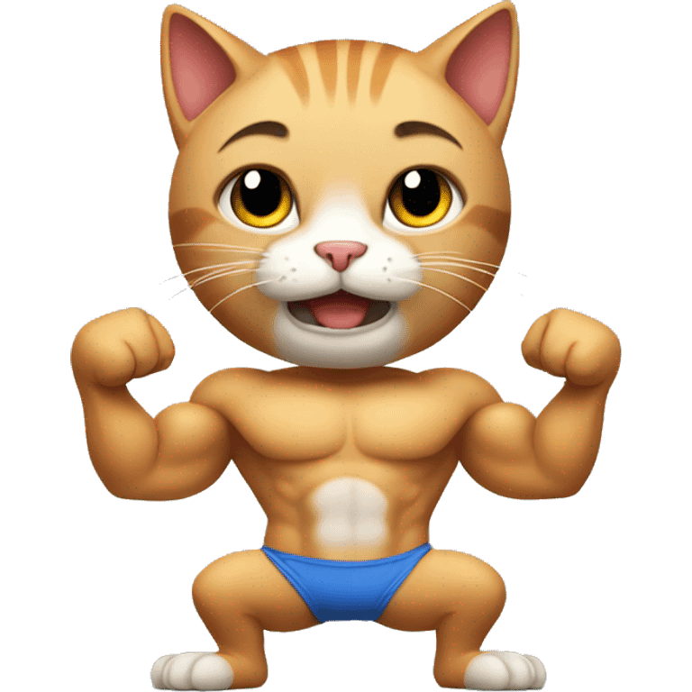 Cat with hand and legs body building  emoji