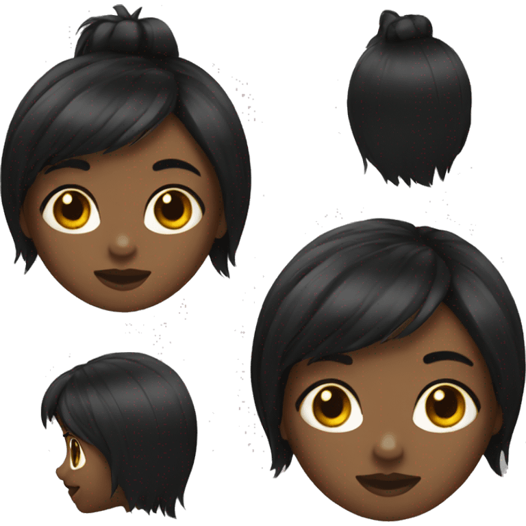 Girl with black wolfcut hair emoji