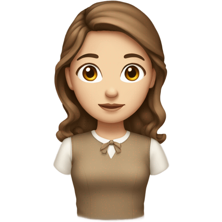 Girl with brown hair and light brown bow emoji