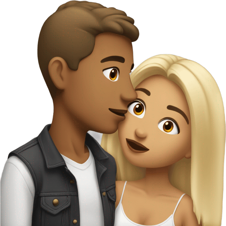 Latina girl and blonde boy kissing emoji