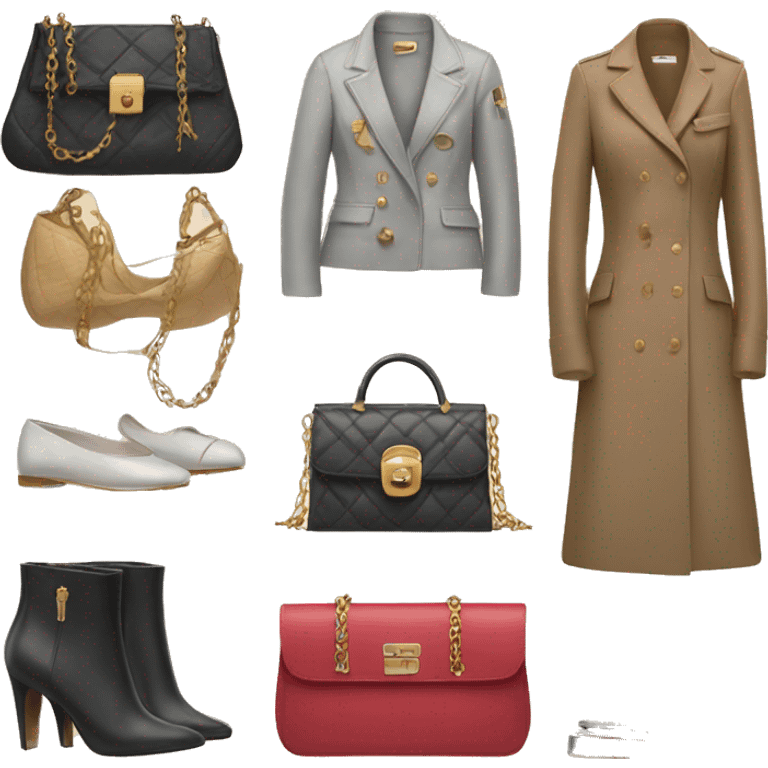 A walking closet with luxury brands purses and shoes  emoji