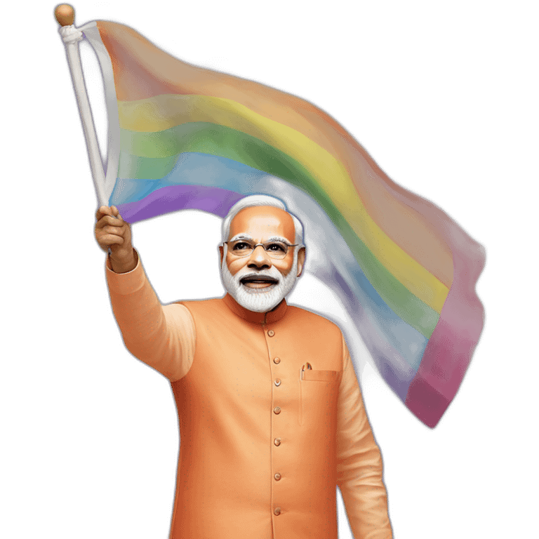 hyper realistic narendra modi waving lgbtq flag emoji