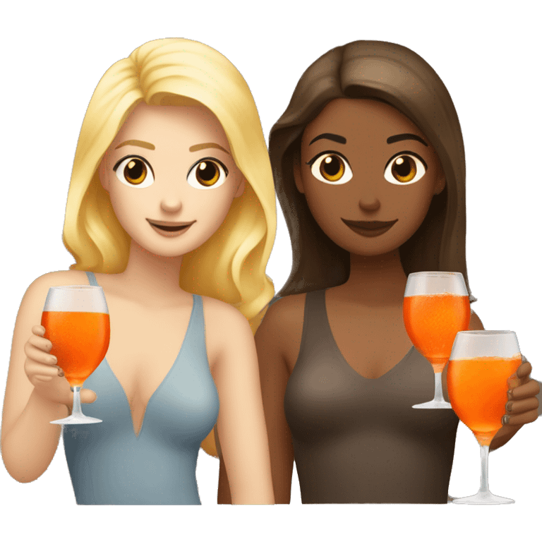  one blonde and one brown haired girl drinking aperol emoji