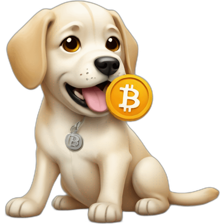 Dog whit bitcoin  emoji