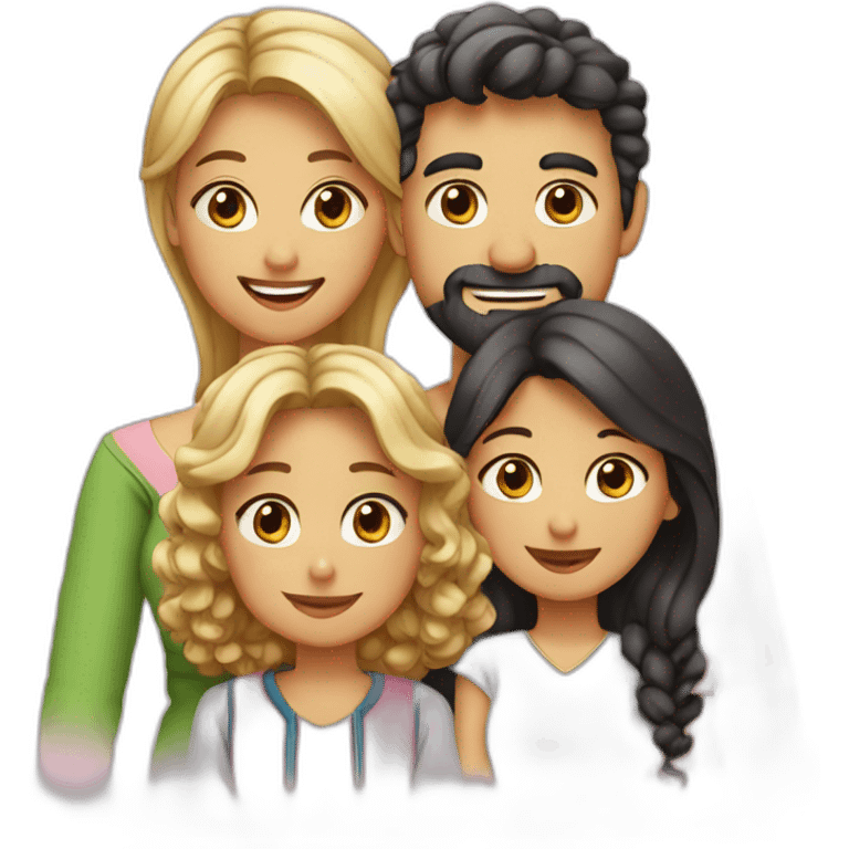 4persons-family-mom-asian-and-dad-arabic-and-daughter-curly-blonde-hair-and-arabic-son emoji