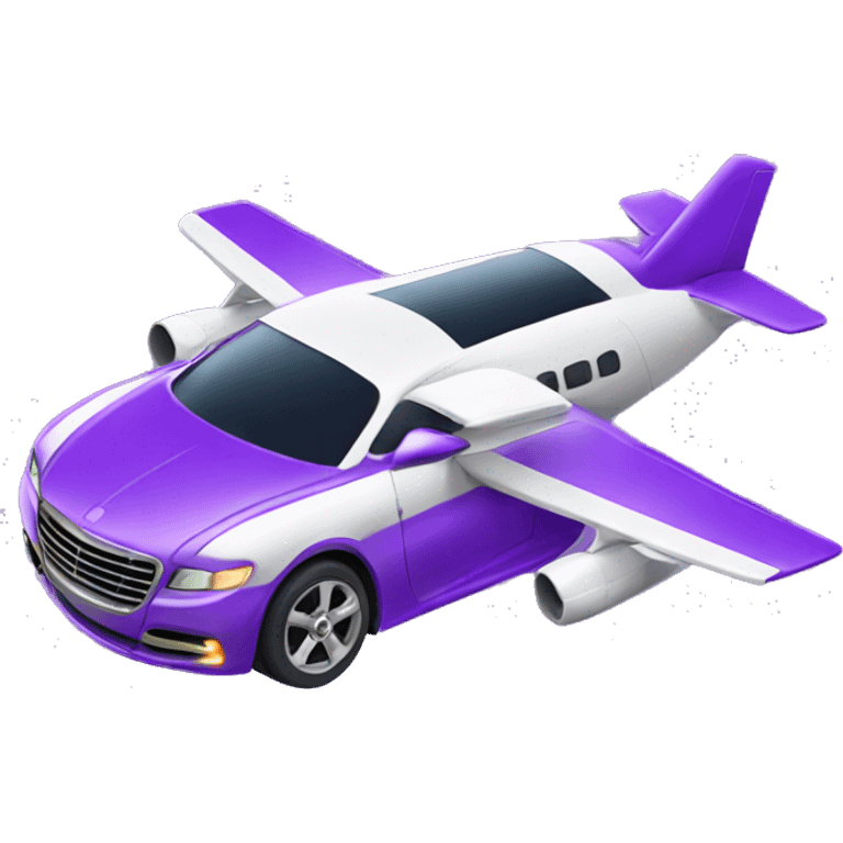 Flying luxury car purple with airplane wings emoji