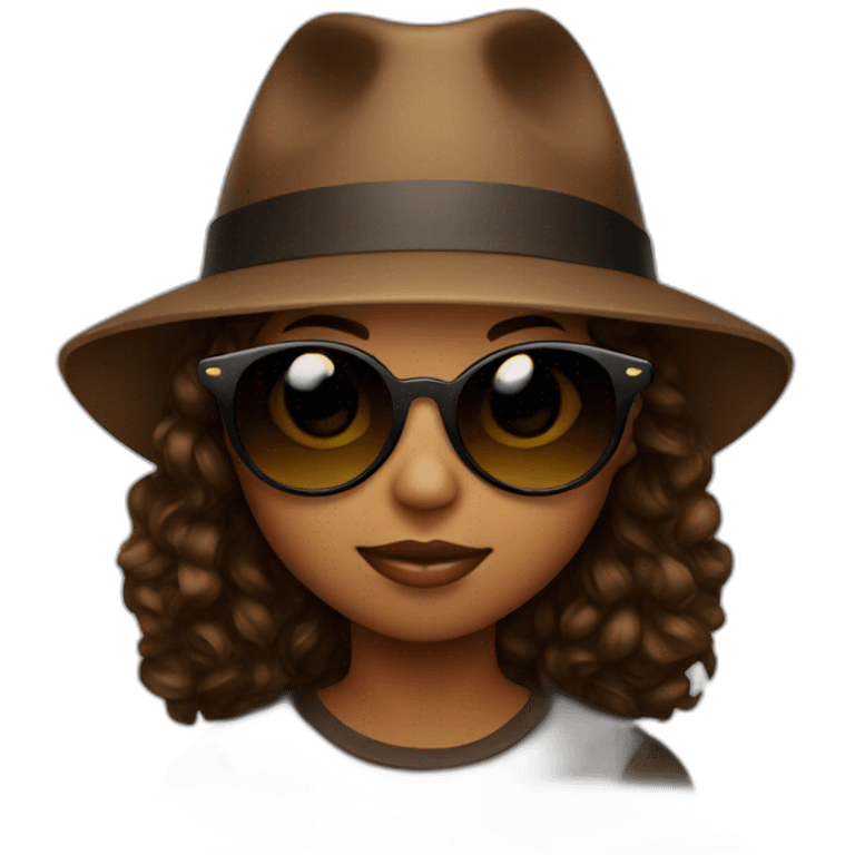 A brown child with a mask, sunglasses and a fashionable hat emoji