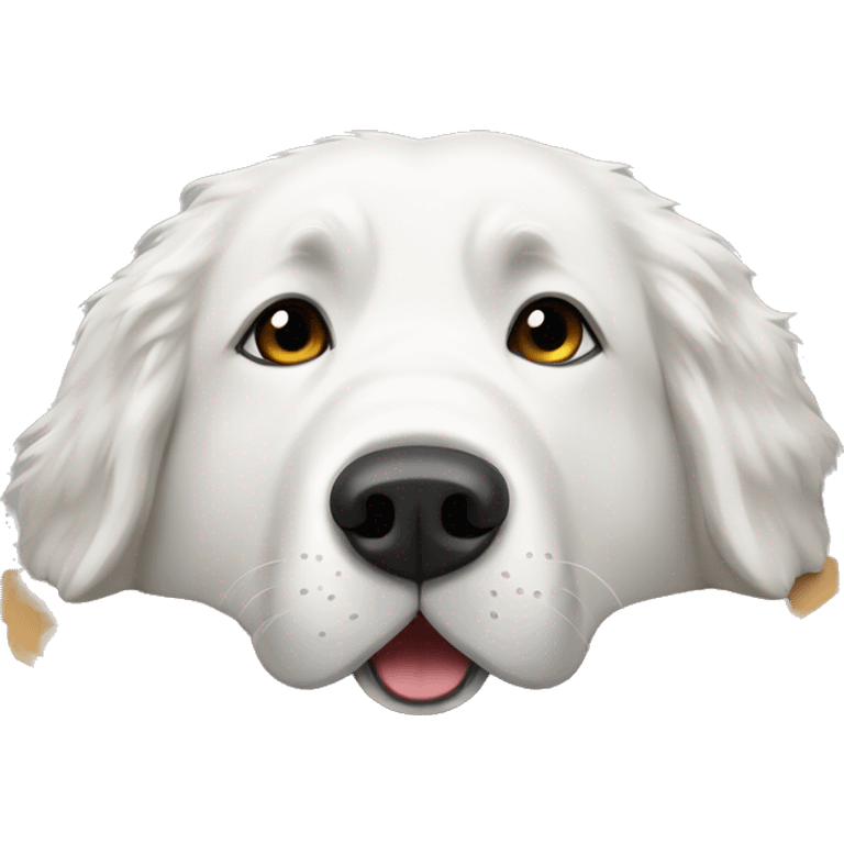 Great Pyrenees laying in a hole emoji