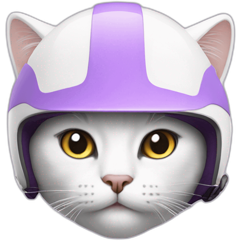 White cat in Lilac helmet emoji