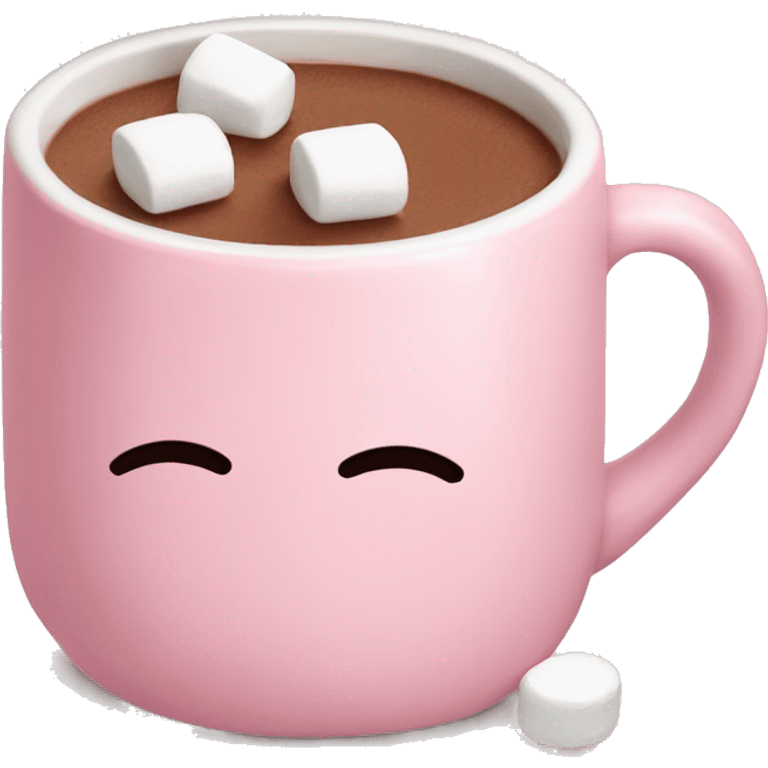 Light Pink mug of hot chocolate with marshmallows  emoji