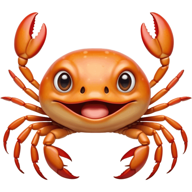 Cinematic Comical Baby Crab Portrait Emoji, Head tilted dramatically with an exaggeratedly shocked expression, featuring a tiny, vibrant carapace with wide, comically expressive eyes full of playful disbelief and miniature, animated pincers, Simplified yet hilariously expressive features, highly detailed, glowing with a slightly sassy coastal glow, high shine, dramatic yet playful, stylized with an air of cheeky seaside mischief, soft glowing outline, capturing the essence of a meme-worthy baby crab that looks ready to pinch its way into viral fame! emoji