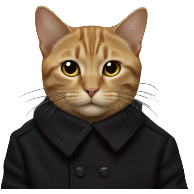 Cat face on a black coat emoji