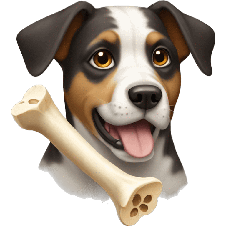 Dog with a bone in moth  emoji