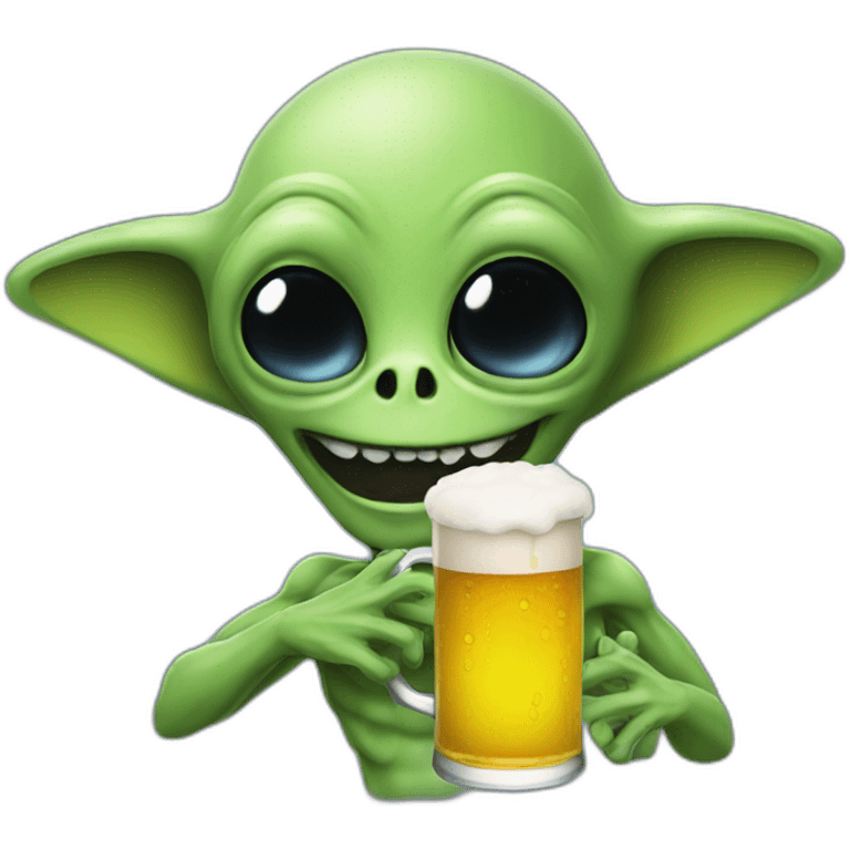 Alien holding a beer emoji