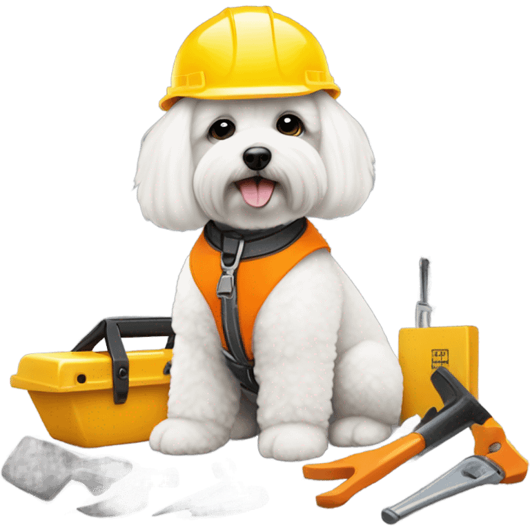 Maltese Bichon working on the construction site emoji