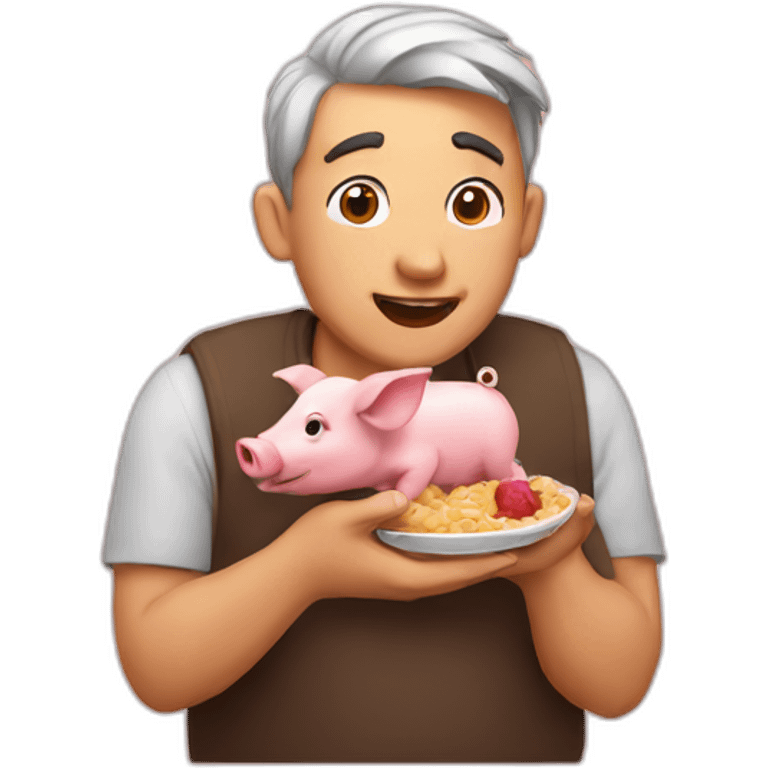 Man eating a piglet emoji