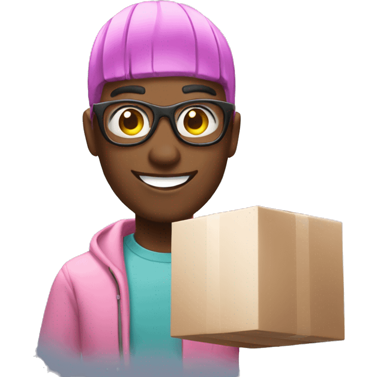 influencer taking selfie with a box emoji