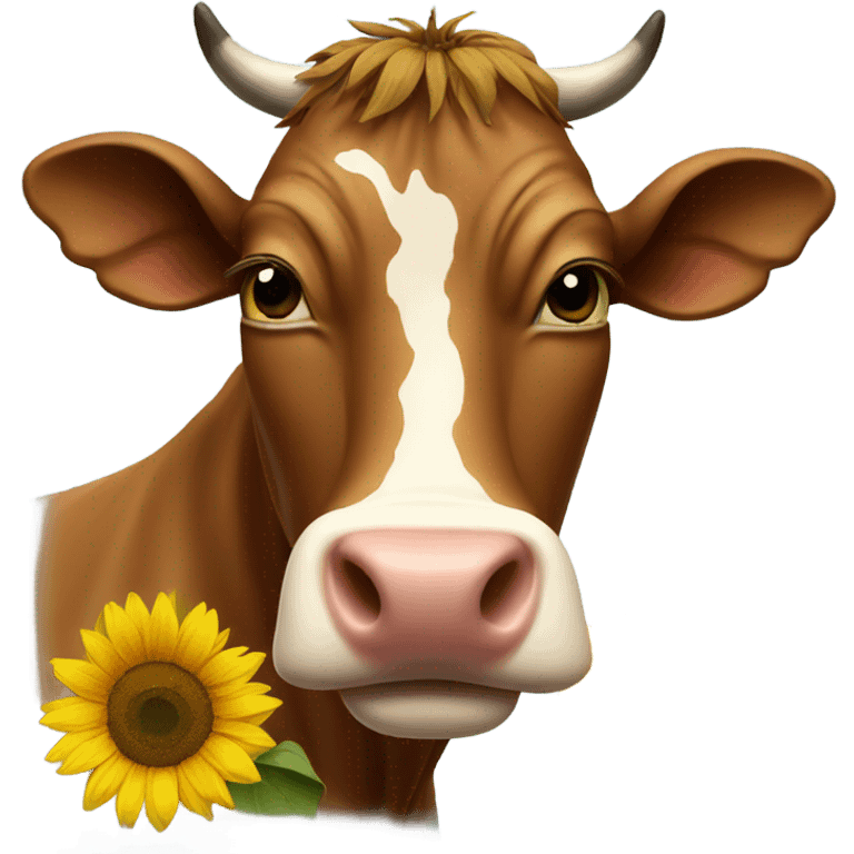 Cow with sunflowers emoji