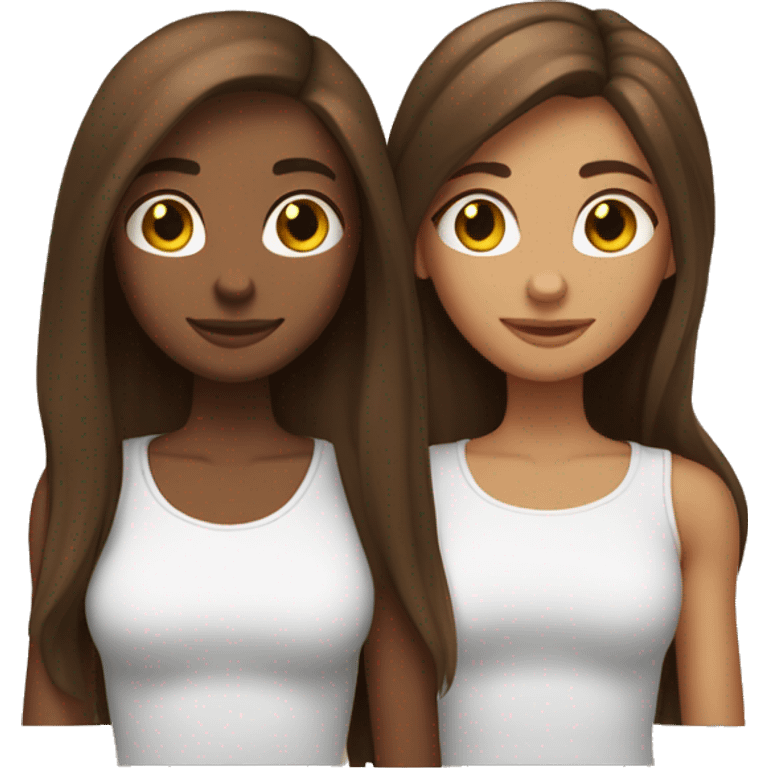 Create two skinny toned girls with long brown hair, with a degree in their hands  emoji