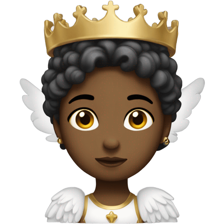 black Angel touching the crown straight on her head emoji