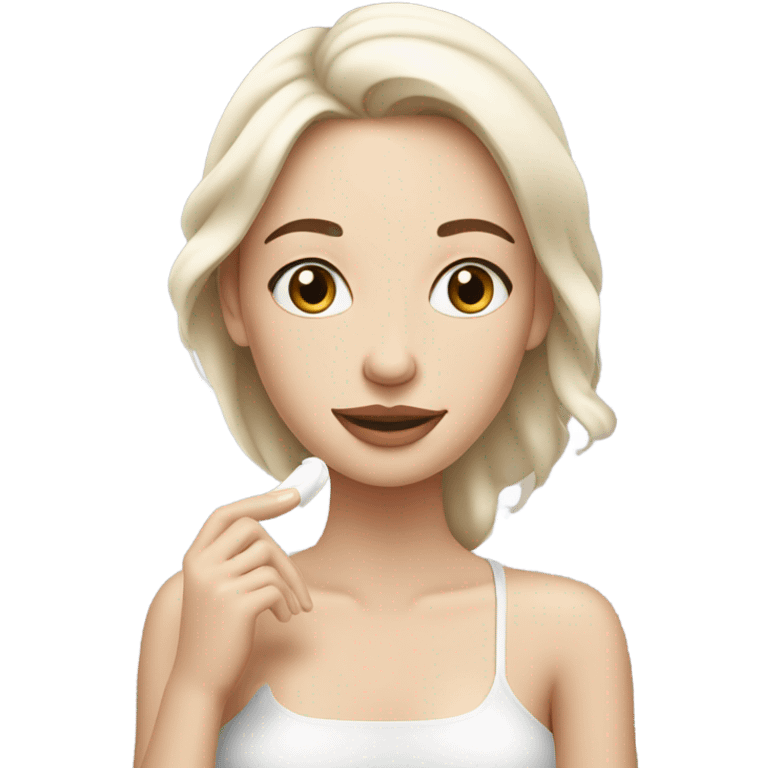 White woman doing skincare emoji