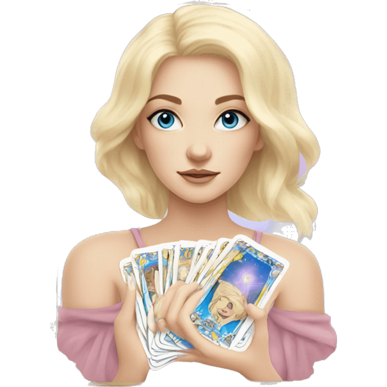 light pink tarot cards magic blonde girl white skin blue eyes  emoji