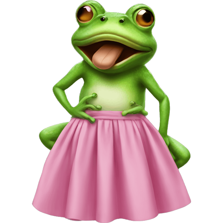 Smoking frog with pink skirt emoji