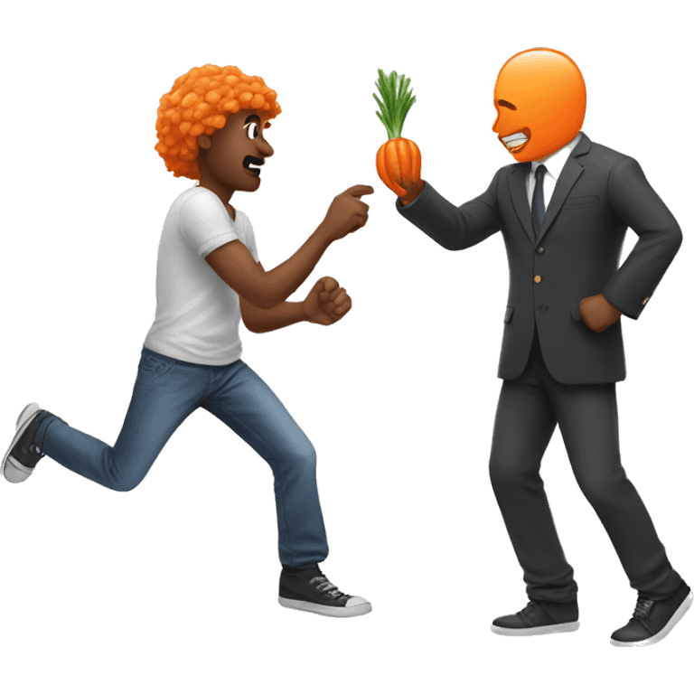 Dude hitting a guy with a carrot emoji