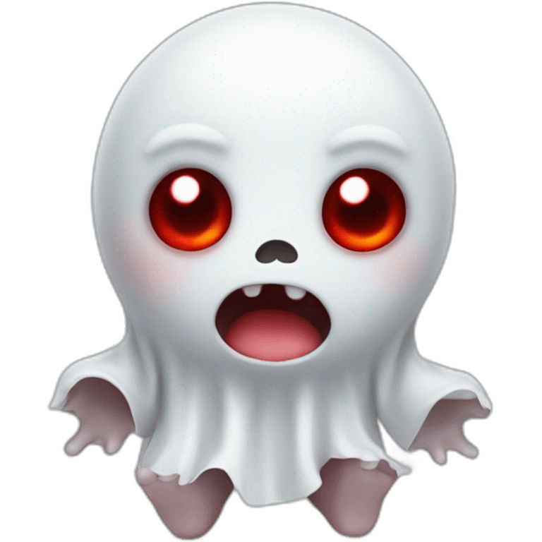 Baby ghost with legs and red eyes emoji