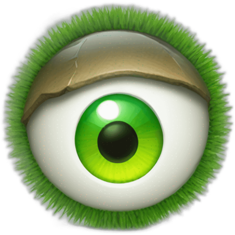 an eyeball with a green lawnmower reflection emoji