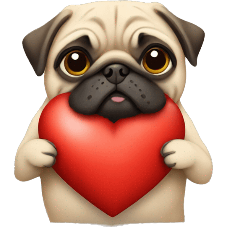 pug holding heart  emoji