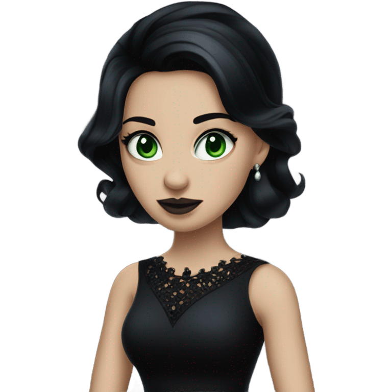 Goth disney princess with green eyes and black hair emoji