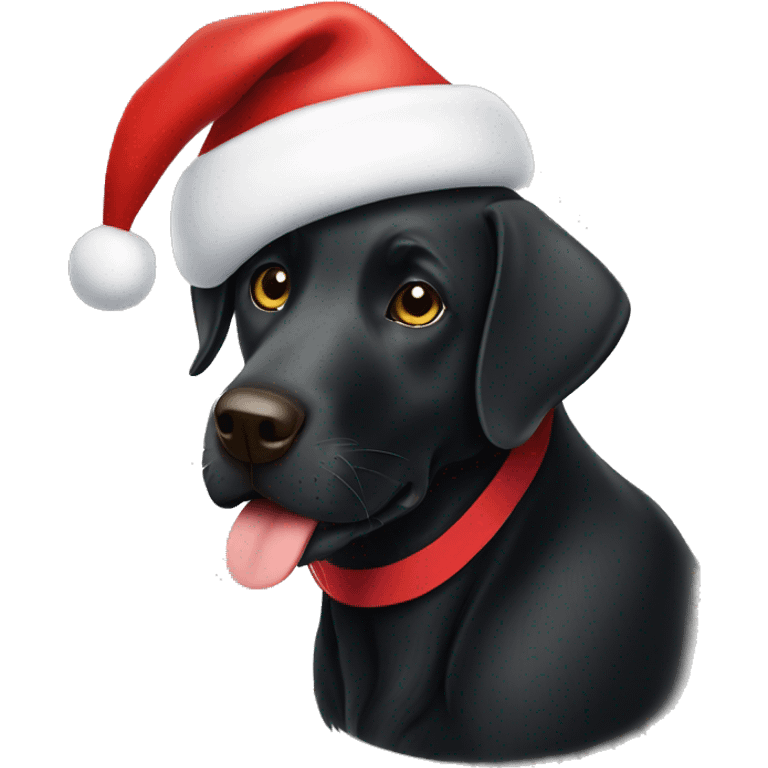 Black Labrador retriever dog with a Santa hat on emoji