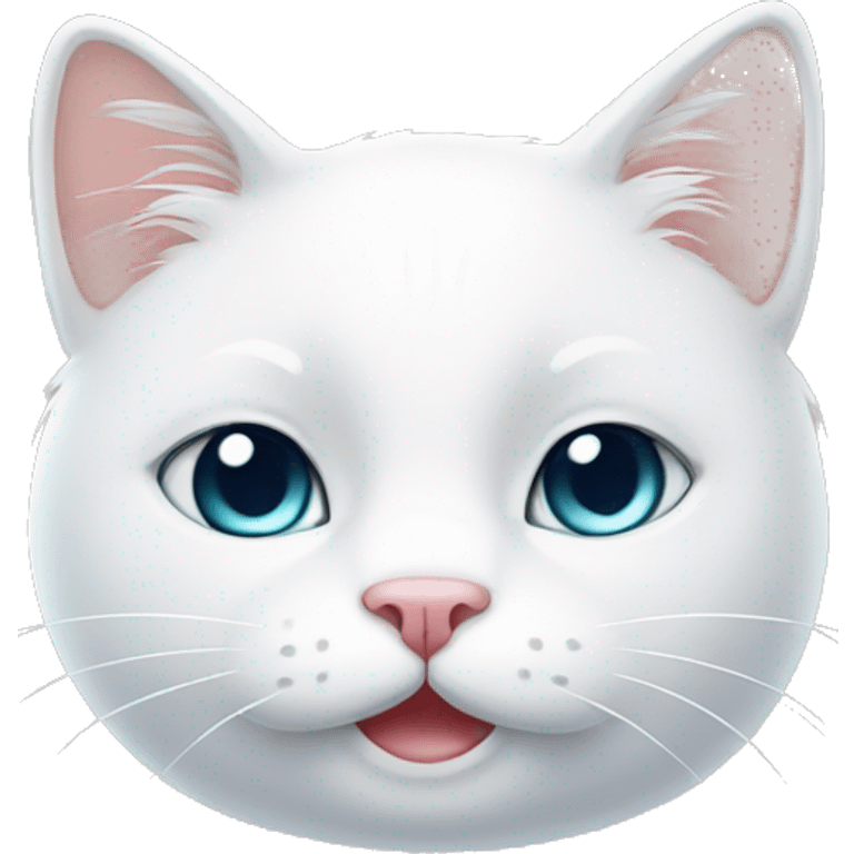 cartoon white cute cat face emoji