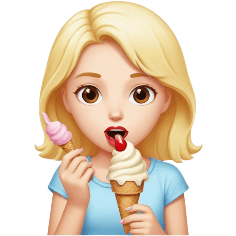 A girl eating ice cream emoji