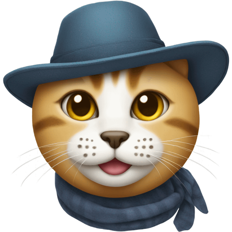 Cat with a smiley face hat emoji