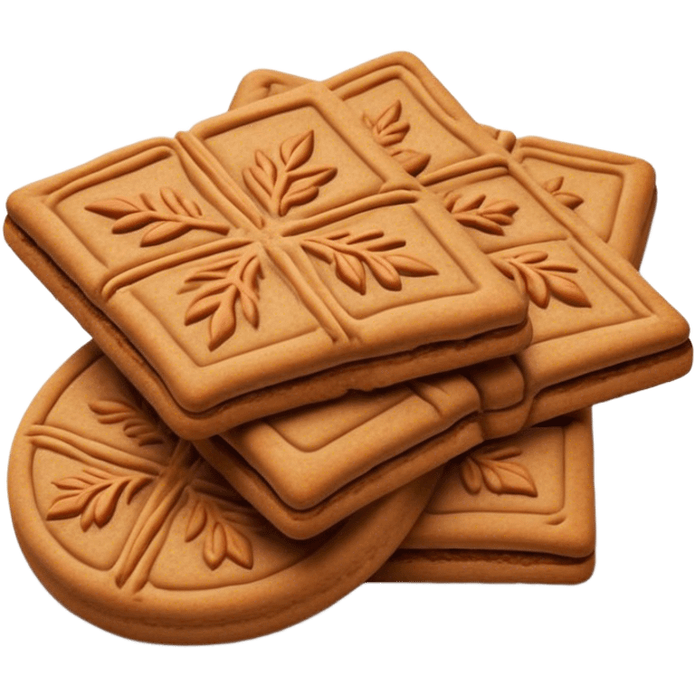 Cinematic Realistic Speculaas Biscuit Emoji, featuring spiced, crisp cookies rendered with lifelike detail and warm, aromatic lighting. emoji