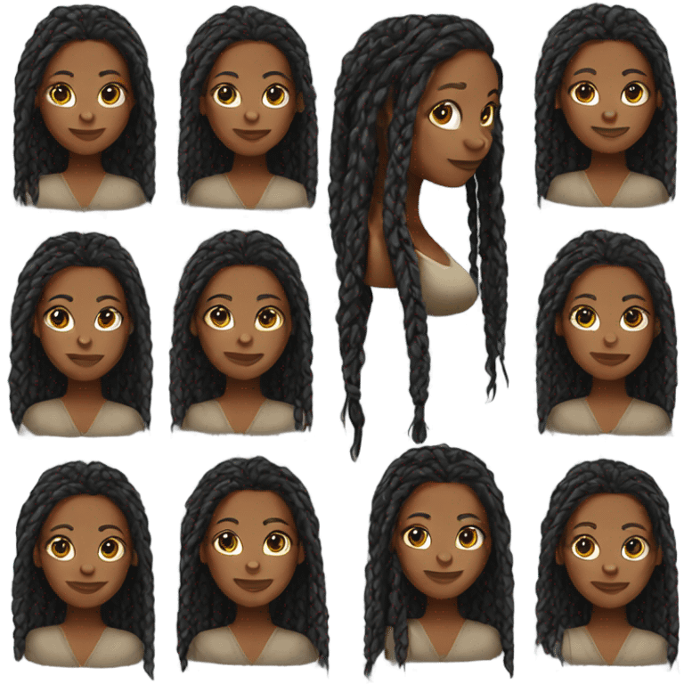 Black women with long braids realistic  emoji