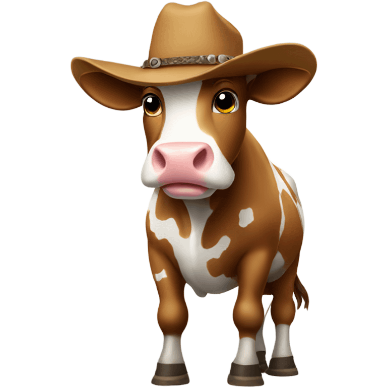 Cow wearing a cowboy hat and boots emoji