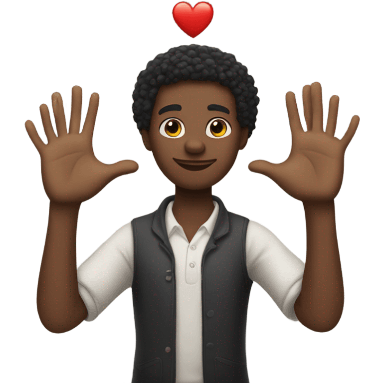 Black man giving heart emoji