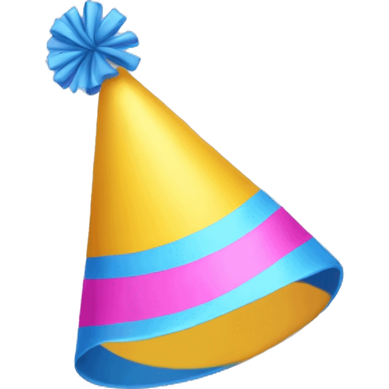 party hat in pink, blue and yellow emoji