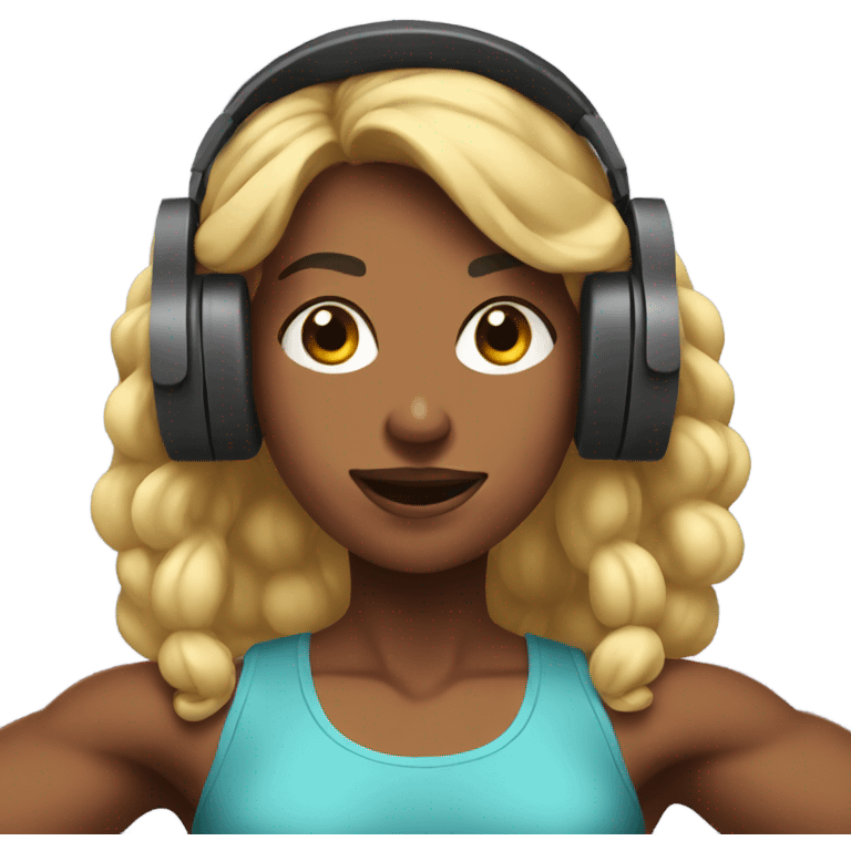 muscular women with headphones emoji